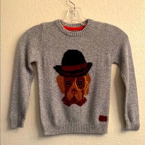 Boys “Ted by Ted Baker” Gray Sweater with intarsia dapper hound dog Size 5y